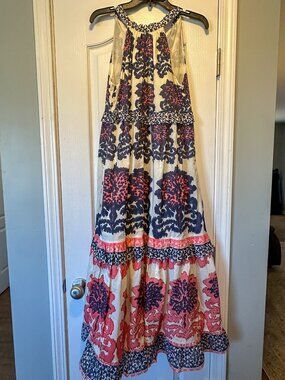 NWT Ash & Eden Naoki Halter Maxi Dress Sundance Boho Floral Tiered Print XS